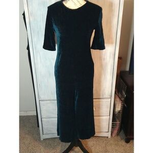 Berksha Velvet Wide Leg Cropped Pants Jumpsuit Romper Green Xs Boho Y2k